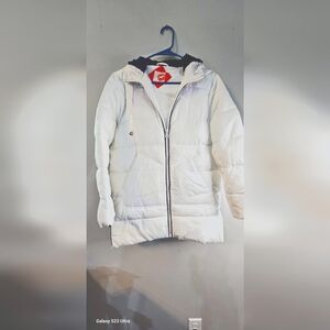 HOT KISS WHITE MEDI LENGTH WINTER COAT